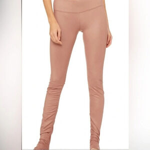 ALO Yoga Goddess Alosoft High Waist Blush Pink Ruched Leggings Small Women’s